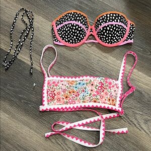 (5) Colorful Floral and Polka Dot Bikini tops